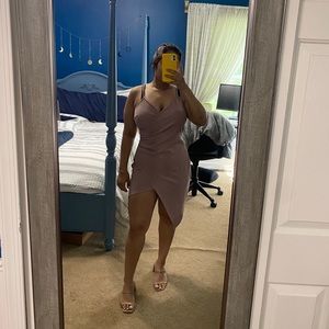 Blush Colored Asymetrical Wrap Dress